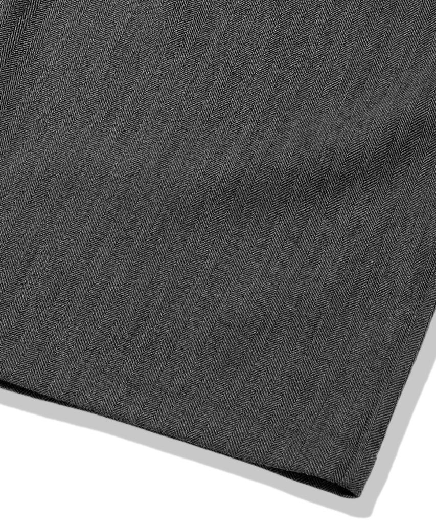 TRILLION Wool-Like Inverted Tuck Herringbone Wide Pants (Gray)