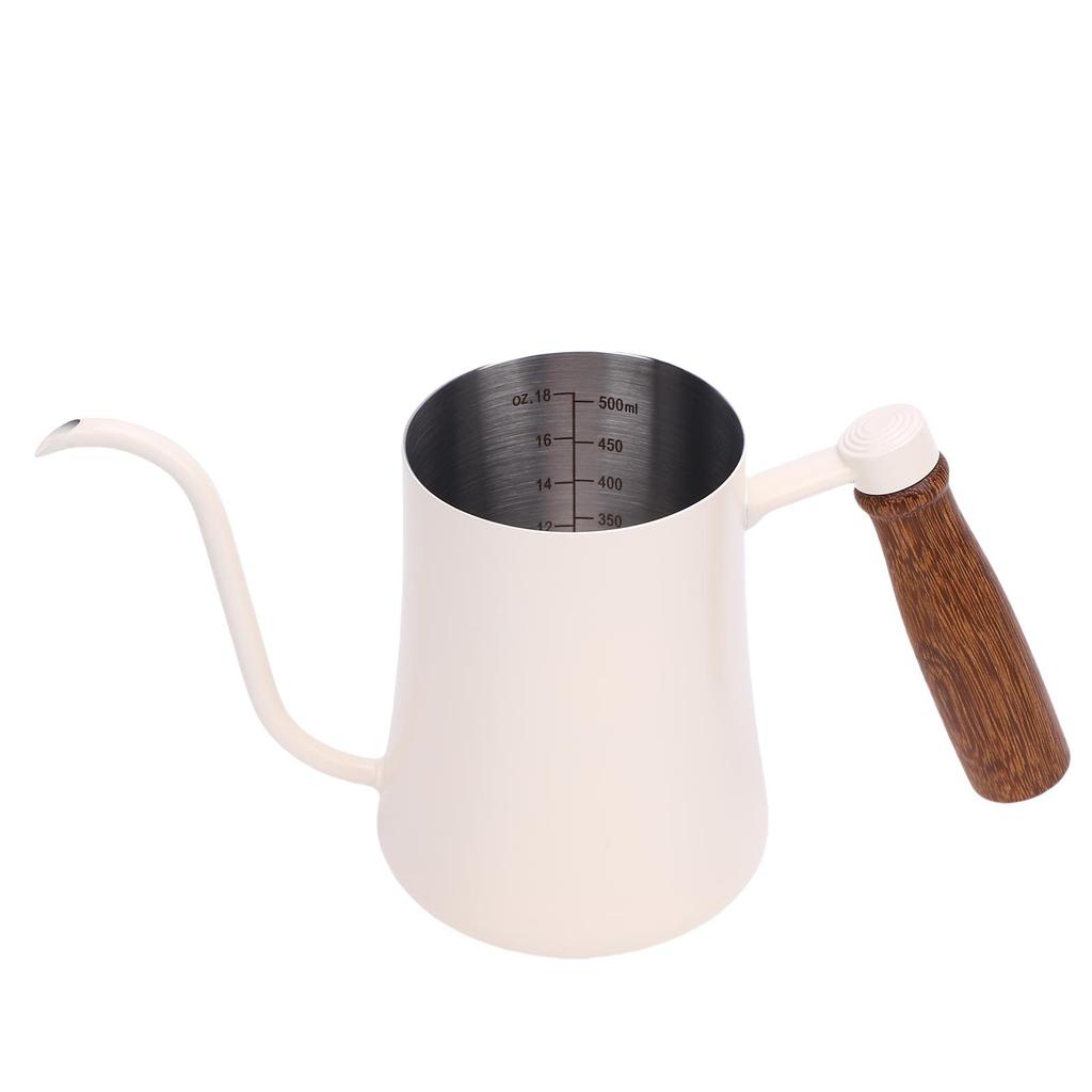Hand Brew Coffee Kettle 600ML 304 Stainless Steel Narrow Spout Coffee Pot with Scale Insulated Handle for Home Camping