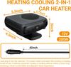 200W 12V Portable Car Heater/Cooler Fan, Dual Mode Defroster with 360° Rotation for Windshield
