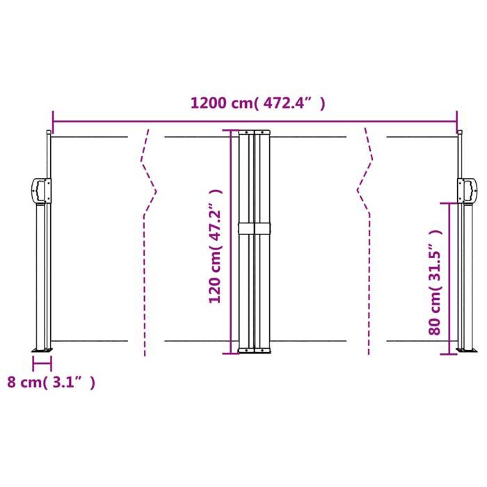 VidaXL Auvent Latéral Rétractable, Brise-vue de Jardin, Écran de Protection, Écran de Balcon Terrasse Arrière-cour 4004793