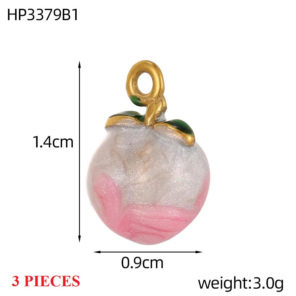 3PCS/LOT CARLIDANA Gold Plated Stainless Steel Charms, Cute 3D Mushroom Candy Fruit Pendants for DIY Bracelet Earring Jewelry