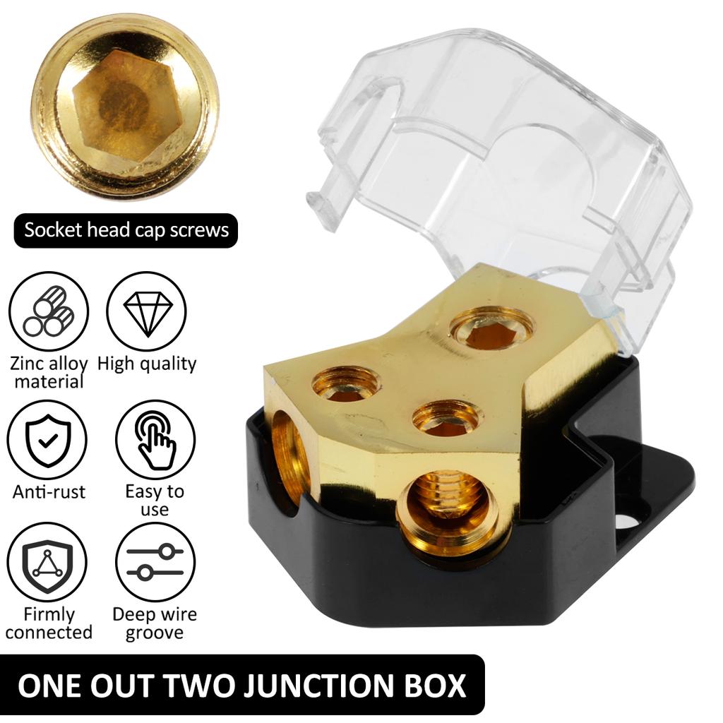 2 Way Car Audio Amplifier Distribution Block Meter 0/2/4 Input 4/6/8 Output Copper Premium Power Distributor Connection Block
