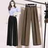 Nowe spodnie damskie plus size na wiosnę i lato z elastycznym pasem, luźne, casualowe, gładkie spodnie z szerokimi nogawkami