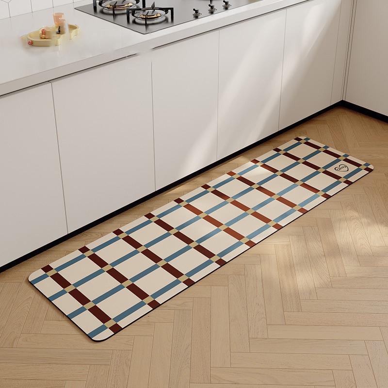 Kitchen Floor Mat PVC Leather Striped Carpet Anti-slip Oil-proof Waterproof Rug Long Strip Decorative Mats Alfombra De Cocina