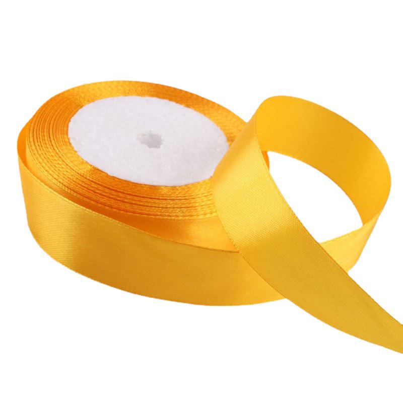 Golden Yellow Silk Ribbon for Gift Wrapping: Colorful, Satin, Woven Flowers, 0.3cm-7.5cm, Perfect for Thanksgiving