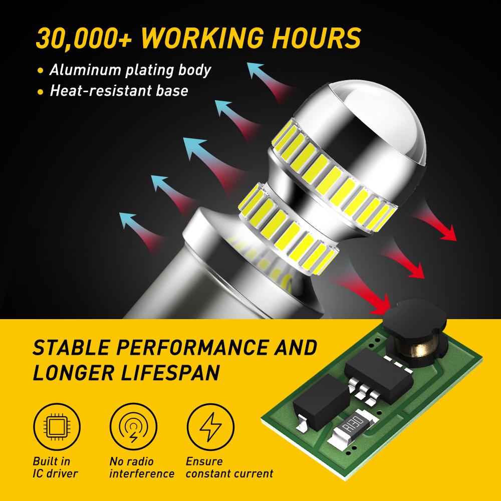 AUXITO 2Pcs Canbus BA15S P21W LED Bulb Car Light 1156 1157 BAY15D P21/5W Backup P21W T20 7443 7440 LED Bulbs Tail Parking Lamp Dome Lights 6