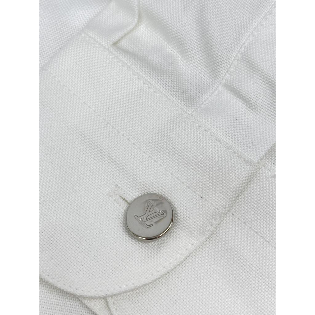 LOUIS VUITTON 14Stainless Steel One Point Intro Long Sleeve Button Down Shirt tops XL whiteUsed