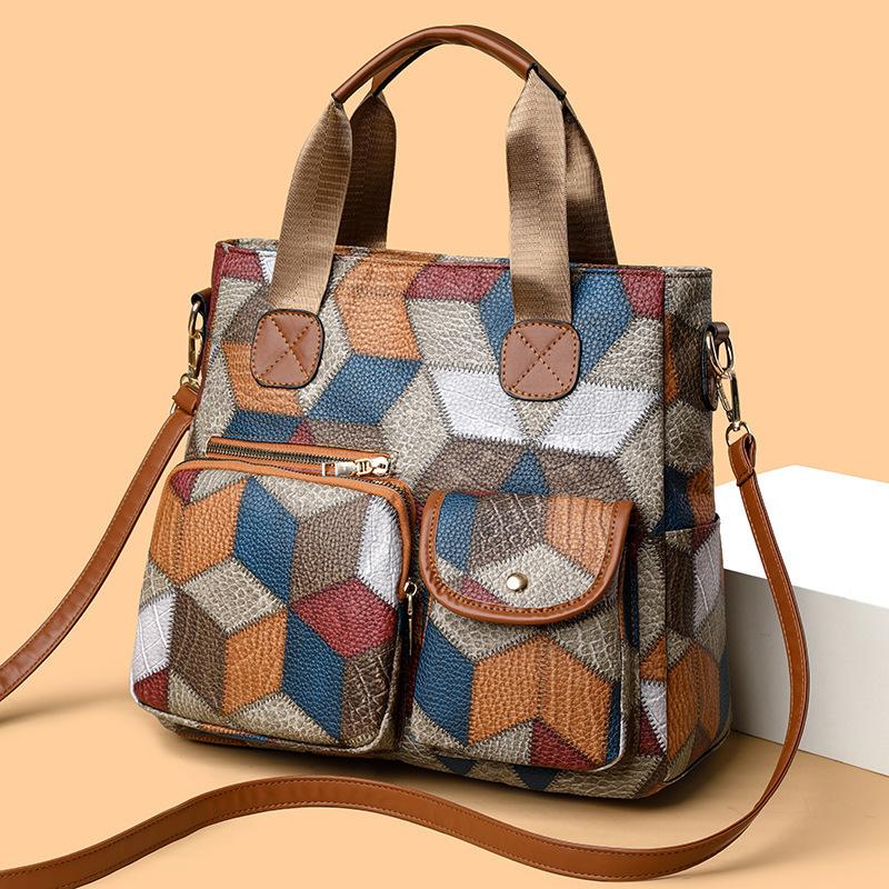 Vintage Washed Leather Biker Shoulder Crossbody Bag Women Soft Leather Mummy Bag Trendy Two Pockets