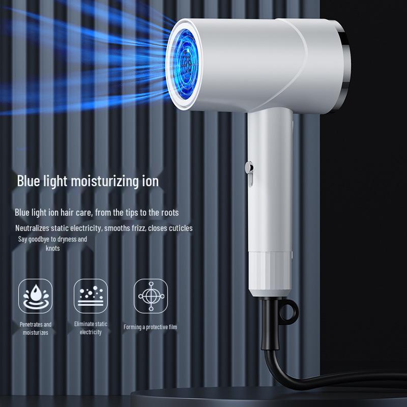 European-American High-Power Silent Ion Hair Dryer with Blue Light for Dorms (Japanese Standard)