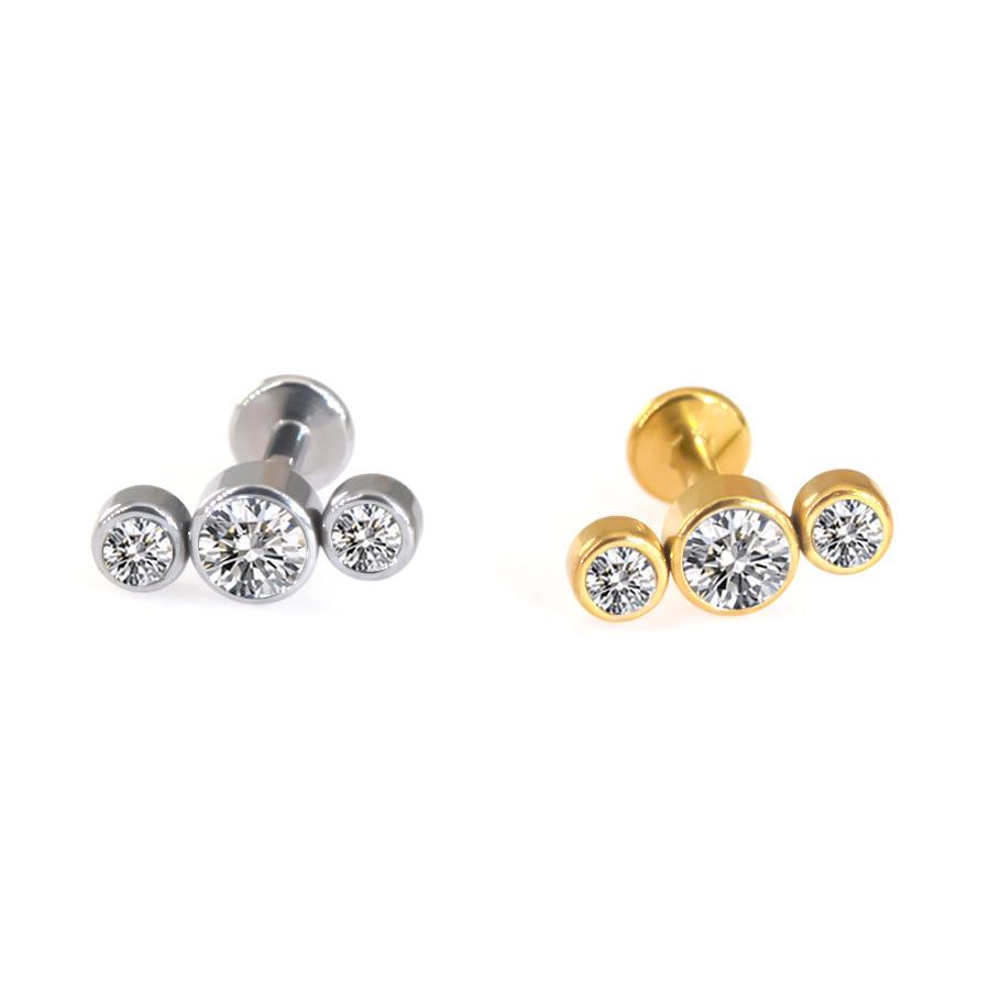 Stainless Steel Diamond-Inlaid Lip Stud Piercing Earring, 1.2*6/8mm.