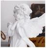 [bellarino] Angel Figurine, Ornament, Praying Angel, Interior Decor, Peace, Praying Angel Statue, Gardening, Craft, Gift, Present, Resin, White (C)