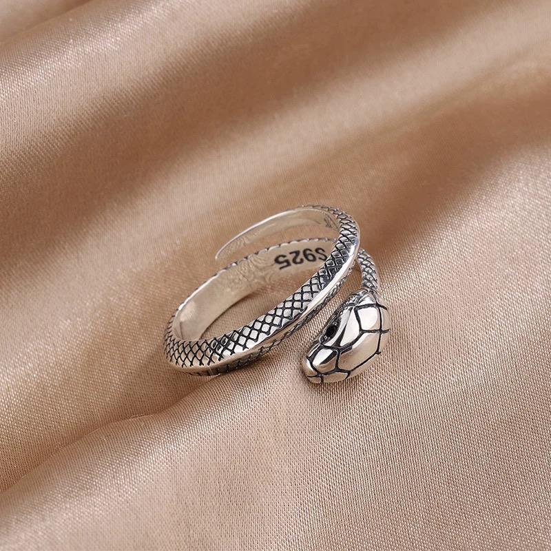 925 Sterling Silver Rings for Women Men Couple Minimalist Handmade Simple Snake Ring Party Jewelry Gift Prevent Allergy