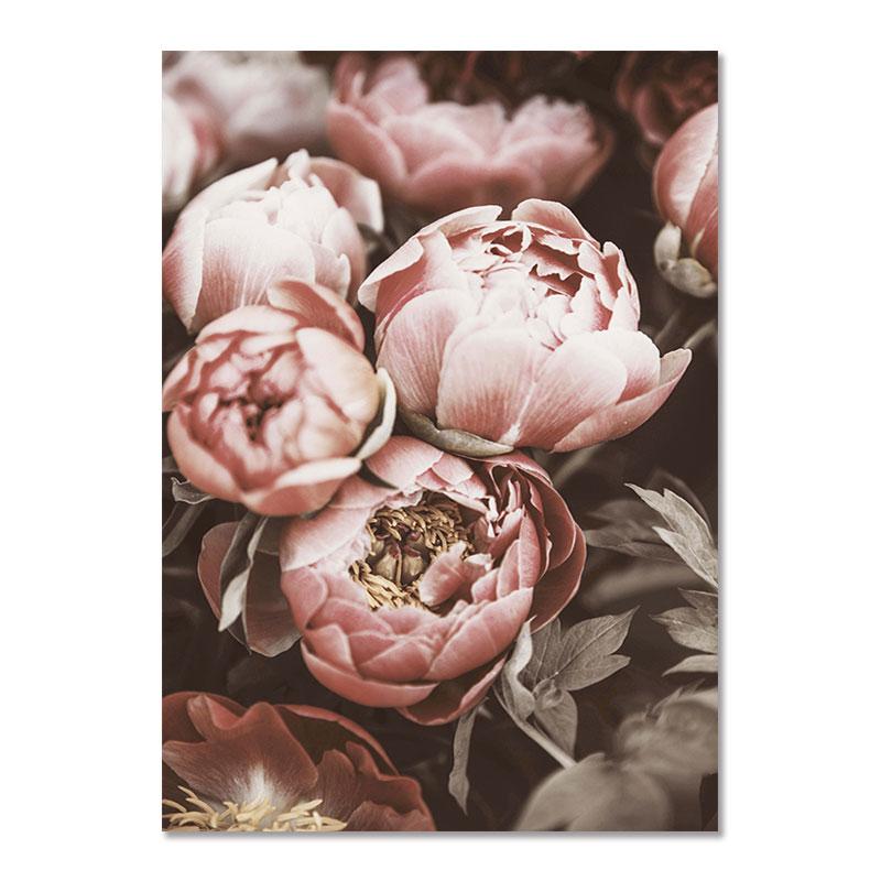 Pink Wall Art Peony Flowers Posters Pictures Quotes Bedroom Wall Decorative Prints Wall Painting for Living Room Decor Art