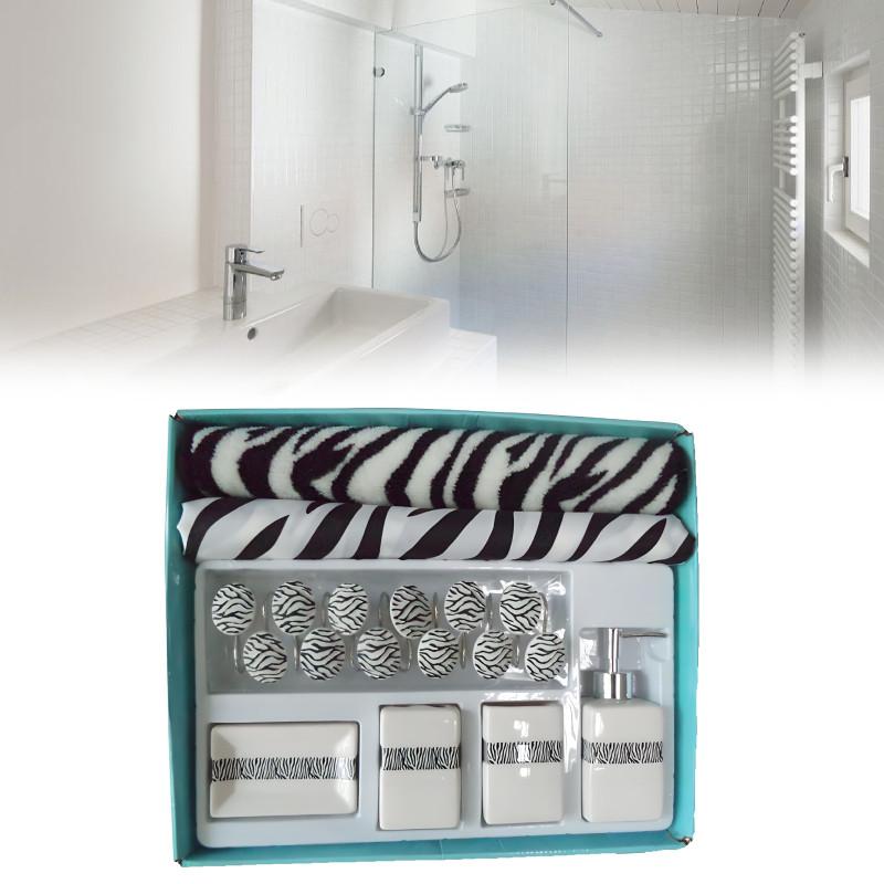 Modern Geometric Polyester Bathroom Set With Shower Curtain And Nonslip Mat For Home Use