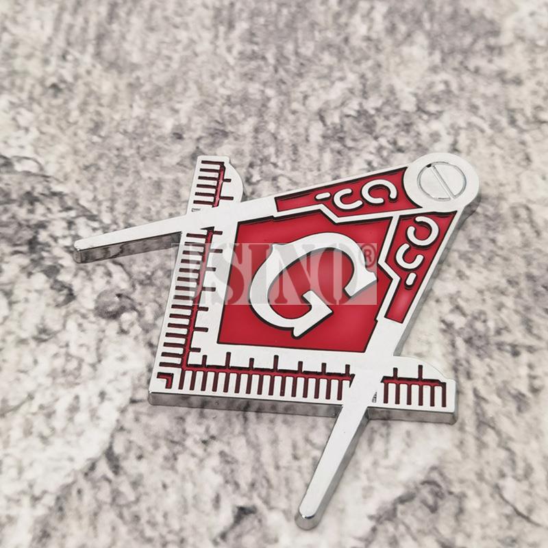 3D Mason Freemasons Fraternity Metal Chrome Zinc Alloy Adhesive Emblem Badge Sticker Auto Accessory
