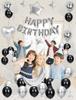 Mot Zero Birthday Balloon Set Balloons Decoration Happy Birthday Confetti Double-sided Tape Ribbon Included Men Women Black White Celebration