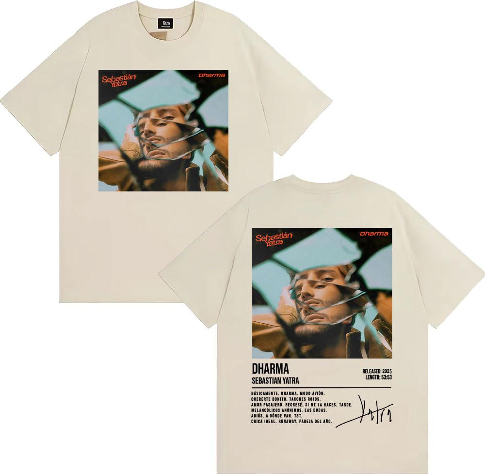 Sebastian Yatra Dharma 2025 Tour Merch T-shirts Men Women Vintage Hip Hop High Street T-shirt Casual O-Neck High Quality T Shirt