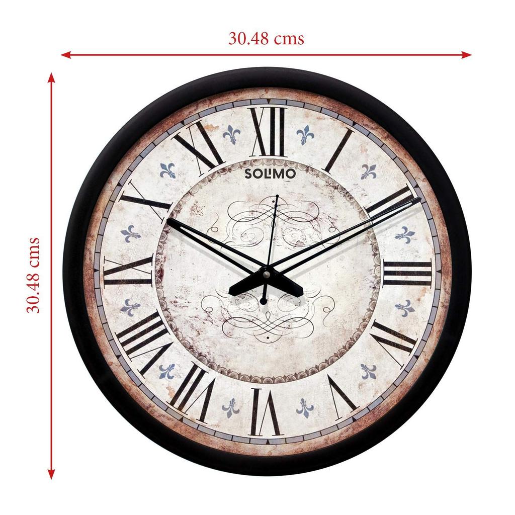 Plastic Silent Movement Designer Wall Clock (Black Frame, 12-inch)