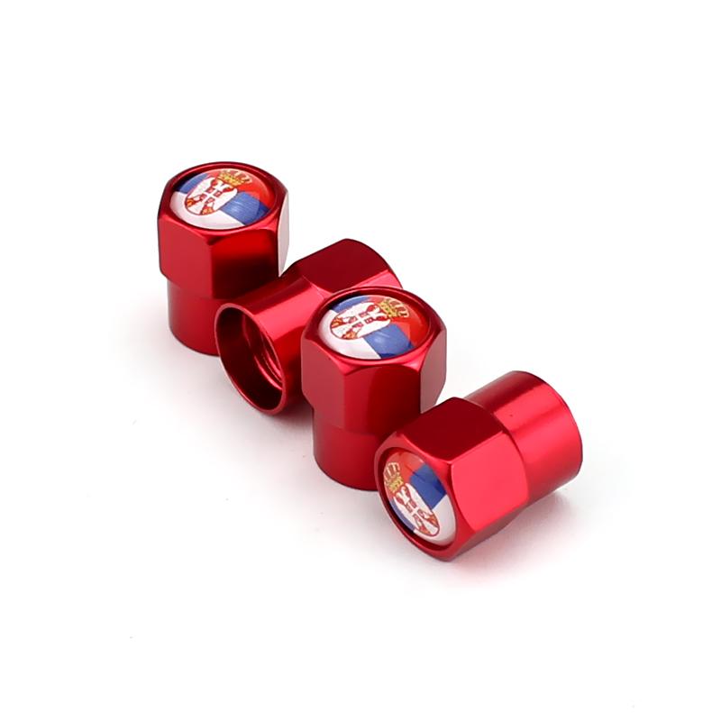 4PCS Serbia Flag Car Wheel Tire Valve Caps Tyre Stem For Volvo Skoda BMW Subaru Toyota Honda Volkswagen Ford Hyundai Nissan