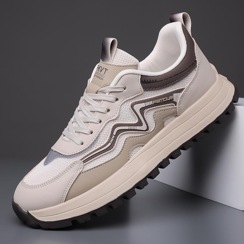 

Fashion 2025 New Driving Flats Walking Tennis Shoes for Male Handmade Outdoor Footwear Male Leather Casual Shoes Stylish Design Sneakers 38 бежевый