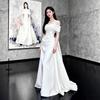 Celebrity Banquet Evening Dress French Haute Couture Shoulder Birthday Dress Satin Simple Engagement Dress Wedding Dress