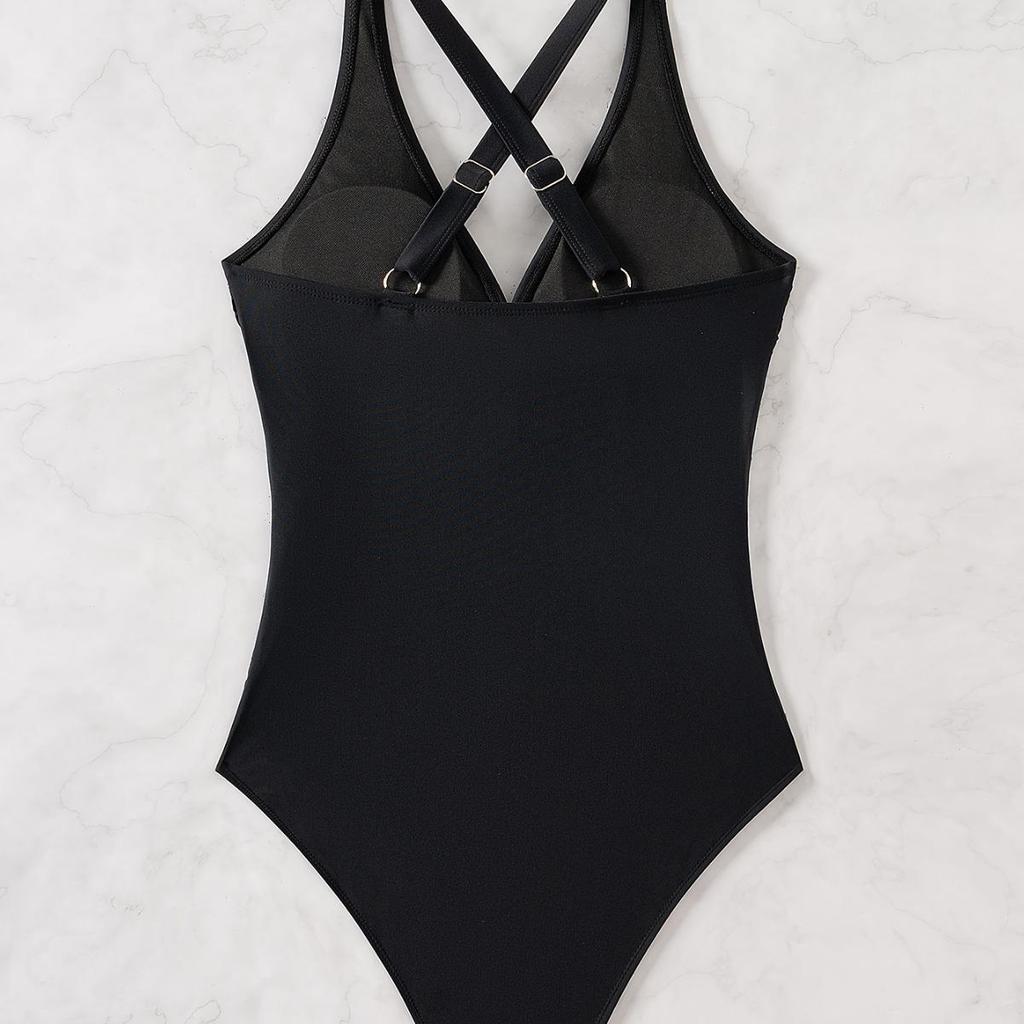 2024 High Waist Slimming Solid Color One-Piece Bikini Swimsuit for Women