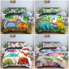 Cartoon Dinosaur Pattern Animal Comfortable Duvet Quilt Cover Pillowcase Bedding Set Children Bedroom Decoration Home Textile