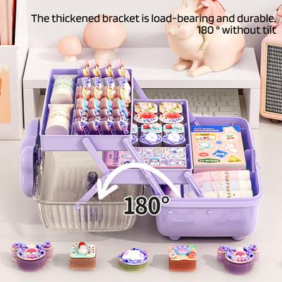 Aufbewahrungsbox für Haarschmuck mit Griff, großes Fassungsvermögen, 3-lagiges Design, staubdichte Organizer-Box, Schmuck, Haarspangen