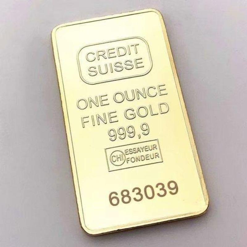 1 COPY CREDIT SUISSE 1OZ Gold-plated Bar Commemorative Coin Collection of Commemorative Coins with Different Numbers