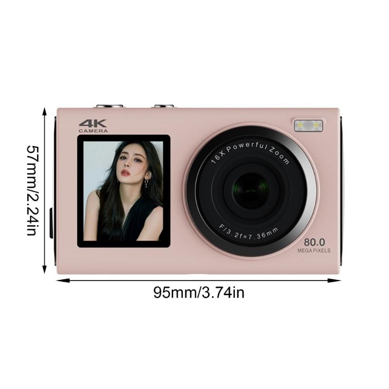 Double Screen 4K Digital Camera With 80MP Auto Focuses for Teens Beginner Youth Photography Portable Design