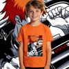 100 Percent Cotton Kids Anime T Shirt Bleach Ichigo Print Casual Summer Short Sleeve Top for Boys and Girls
