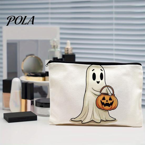 Scratch Resistant Pouch Halloween Makeup Bag, Durable Canvas Storage Multi Purpose Case Zipper Toiletry Pouch, for Cosmetics And Stationery Bag