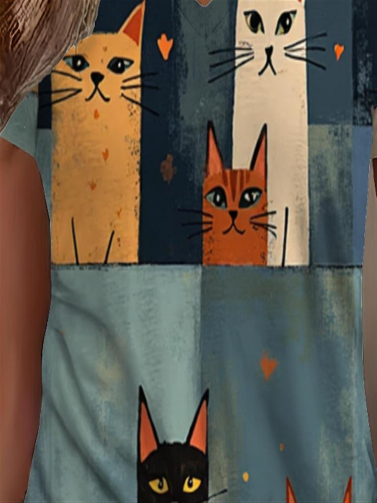 Damen Sommer V-Ausschnitt Kurzarm T-Shirt