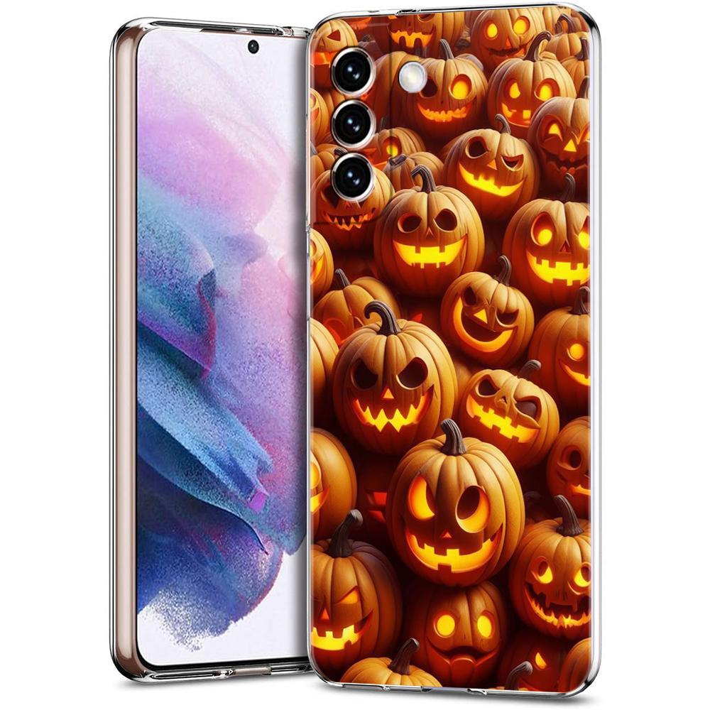 Transparente Handyhülle für Samsung Galaxy S25 S24 S23 S22 S20 S21 FE Ultra S24 S23 S10 S10E Plus Halloween-Stil Muster