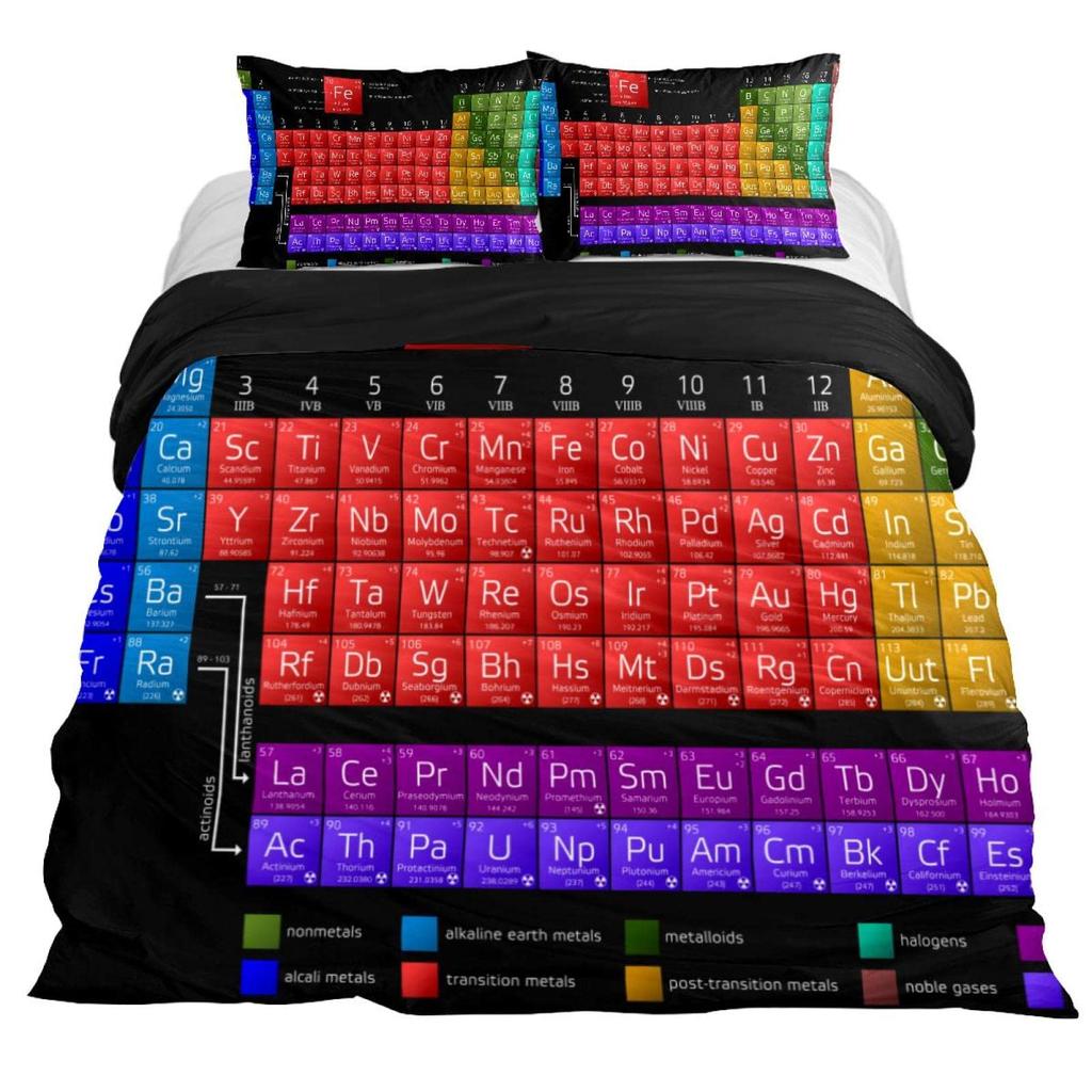 Periodická tabulka Král Královna Povlak na přikrývku Vzdělávací Věda Chemie Ložní souprava Pro studenty Učitele Tabulka prvků Povlak na přikrývku