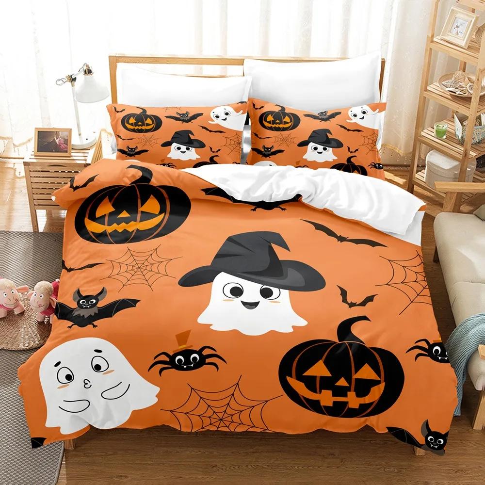 Pumpkin Duvet Cover Pillowcase Two- or Three-piece Bedding Set Boys Girls Comforter Sets Halloween Gifts