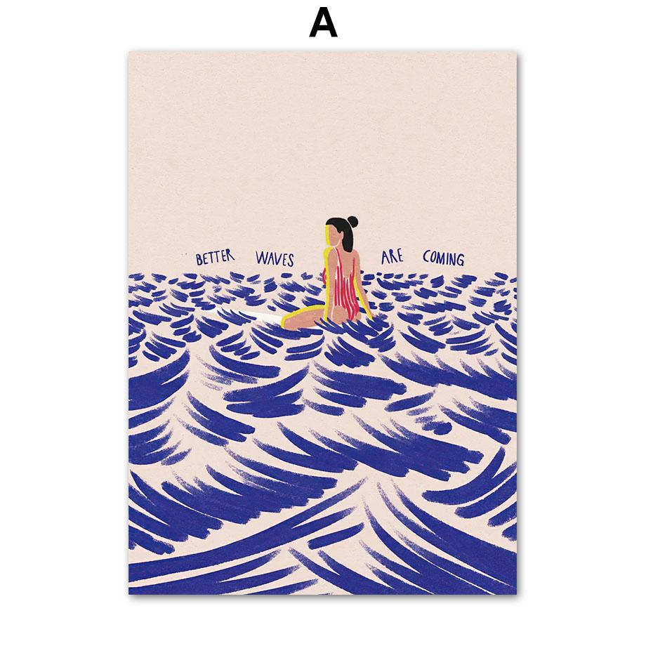 Surf Beach Ocean Vintage Posters Canvas Print Painting Wall Picture Art Modern Fashion Retro Abstract Living Room Interior Decor