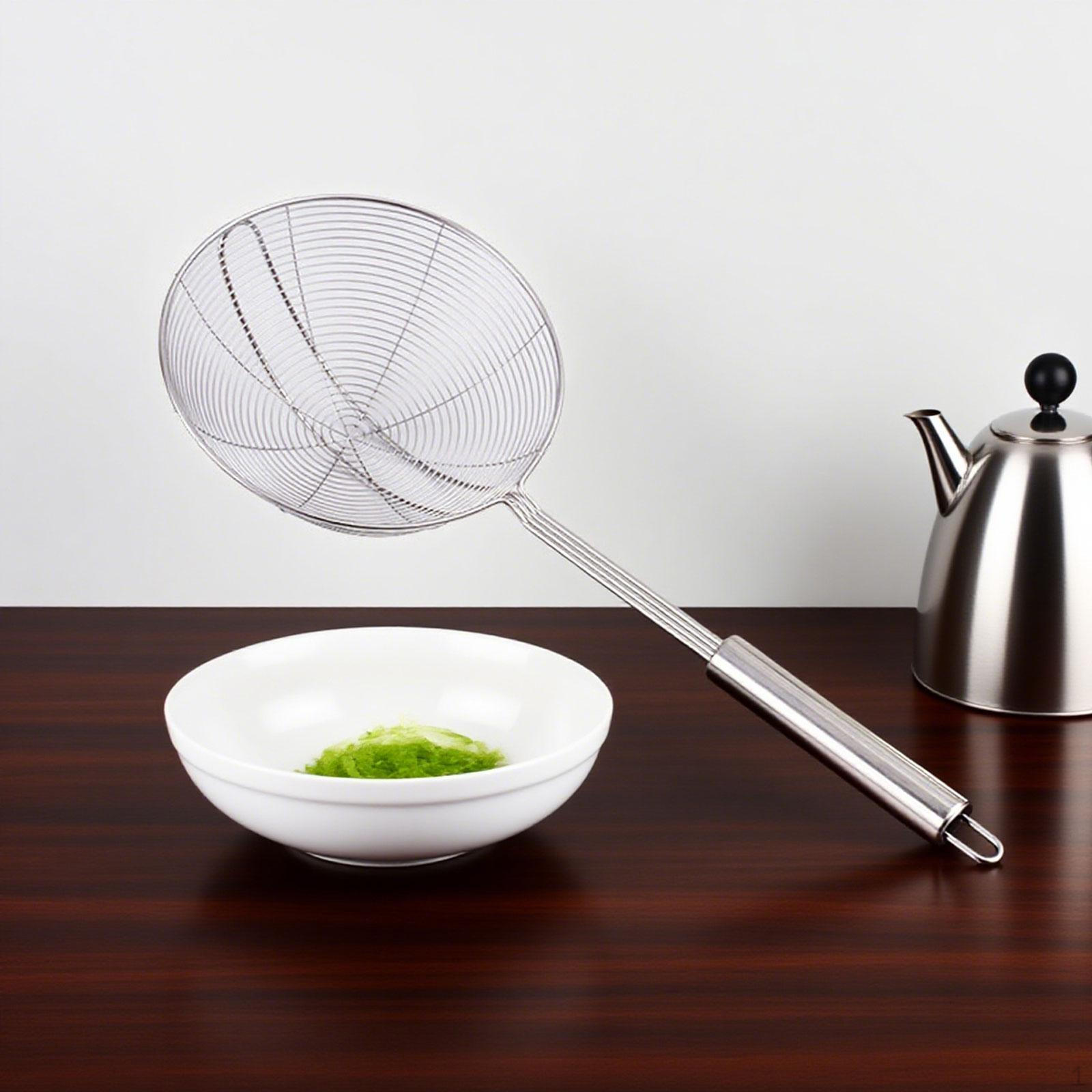 

2 Pieces Skimmer Spoon Stainless Steel Cooking Frying Strainer Ladle Kitchen Tool Heat Insulation Small