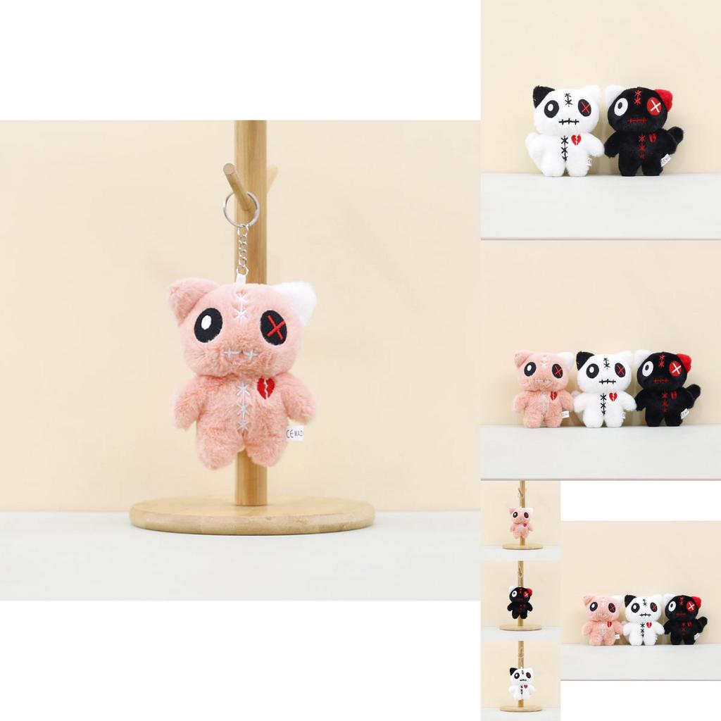 Entzückender Plüschkatzen-Schlüsselanhänger Alien Großaugen-Katzenpuppe Weichspielzeug Taschenanhänger für Kinder