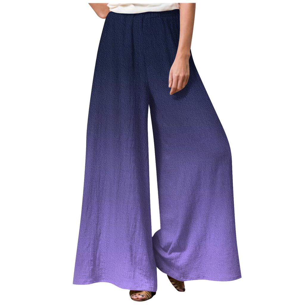 Fashion Women's Printed Stitching Breathable Casual Loose Pants