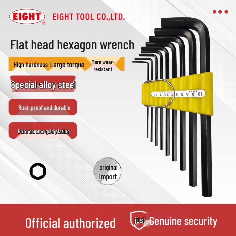 Japan Baili 8-Piece Flat Head Black Metric Hex Key Wrench Set 008-S9