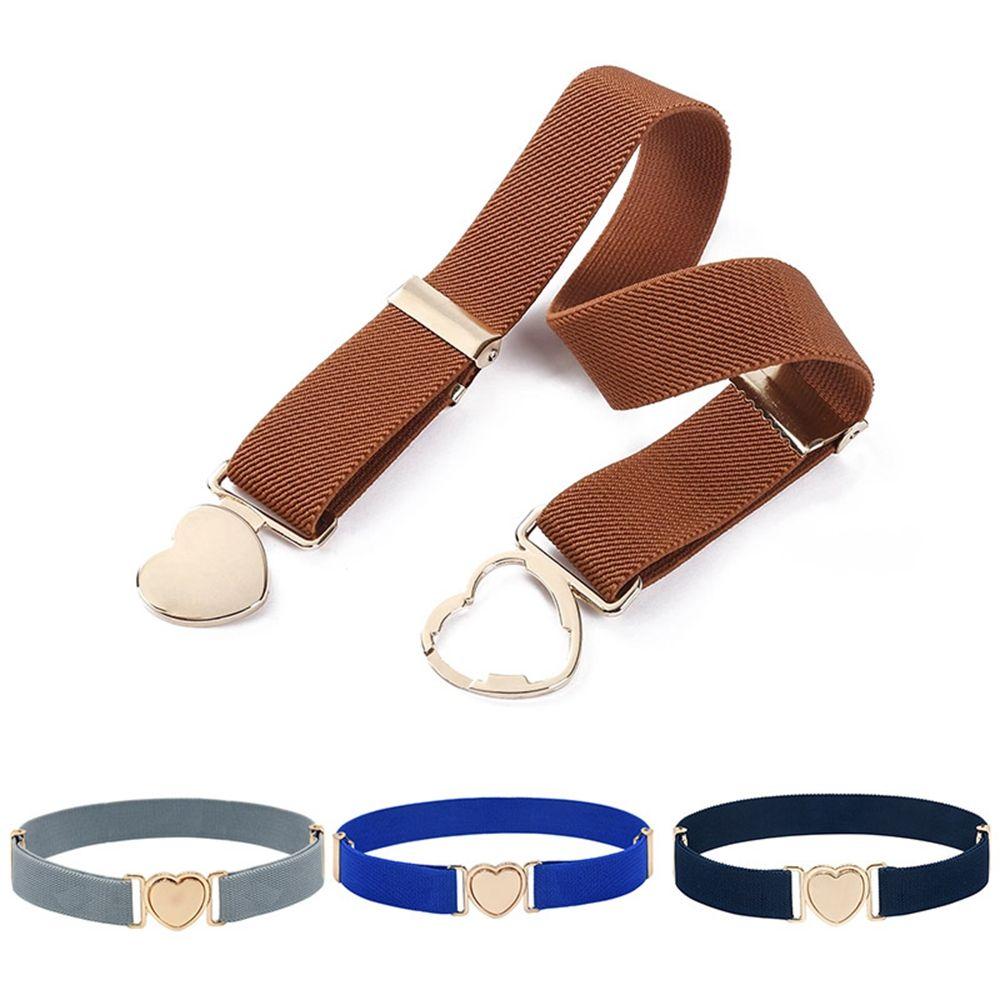 Canvas Zinc Zinc Alloy Solid Color Waist Belt Heart Shape Buckle Children Stretch Belts Punch-free Waistband