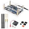 Orange Pi 5B Transparent Acrylic Case with Fan, WIFI, Bluetooth Receiver, and Orange Pi 5 Protection.