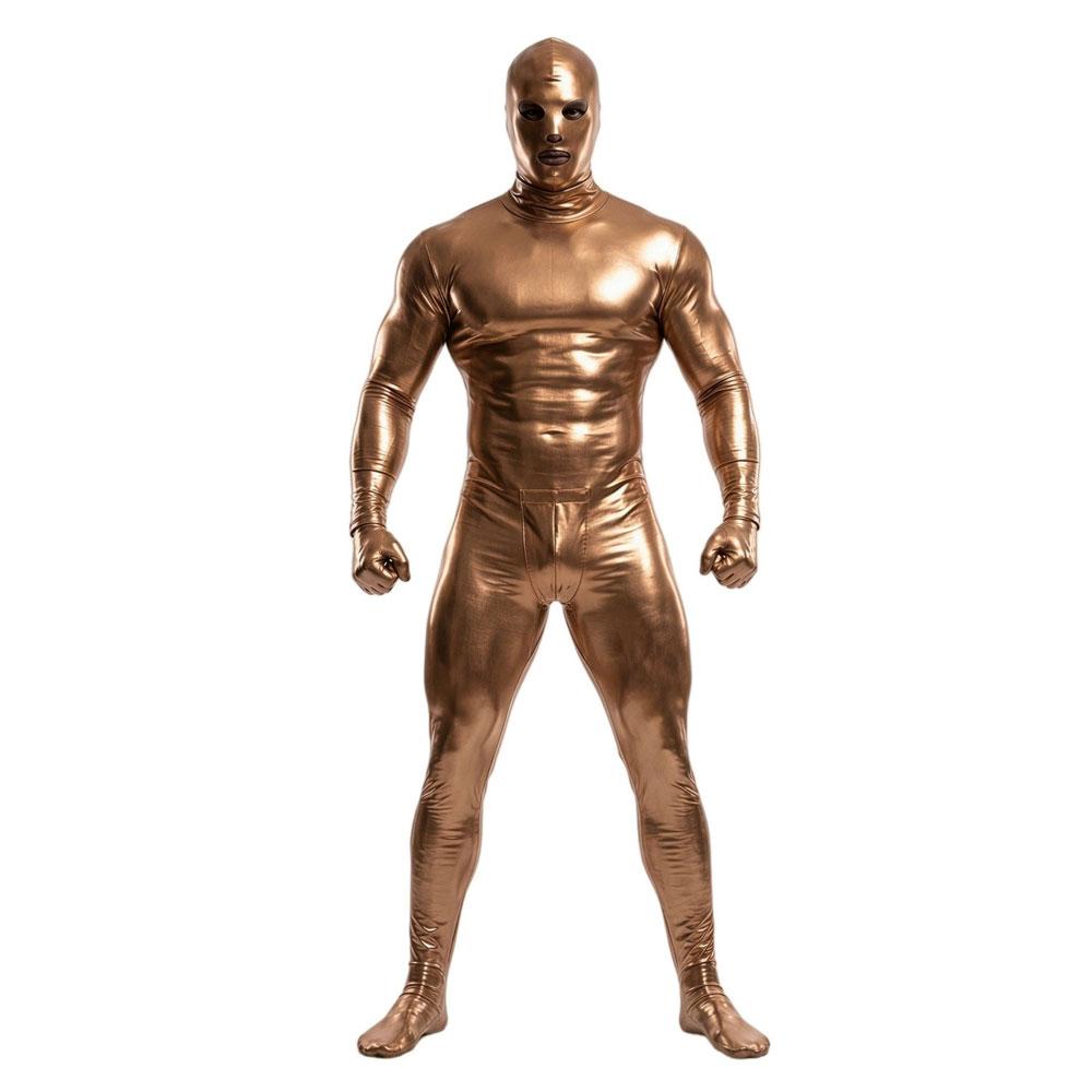 Men'S Pvc Shiny Full Body Cover Bodysuit Pu Faxu Latex Leather U Bulge Pouch Man Jumpsuit Maid Stage Nightclub Tights Shaping