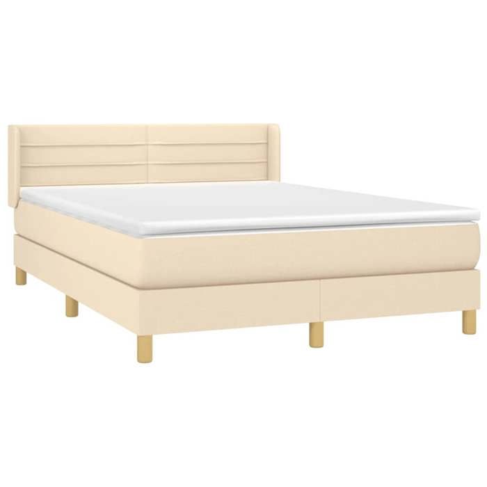 3130358 vidaXL Divan Bed with Mattress Cream 140x200 Cm Fabric