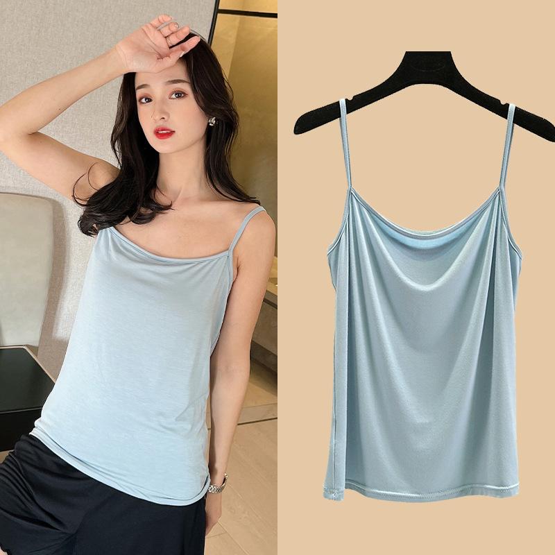 Modal Trägertops Basic Camis Ärmelloses Tanktop Einfarbig Damen Sommer Camisole