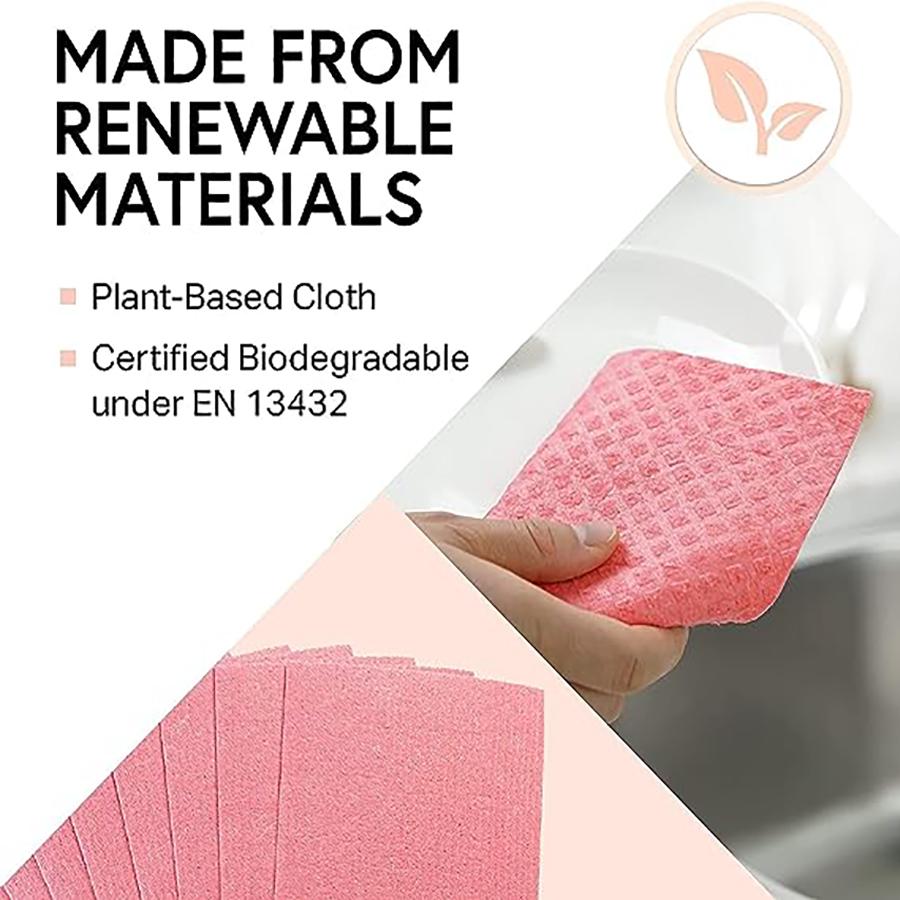 Kitchen Dishcloths, Reusable Paper Towels for Counter and Dishware - Eco-Friendly Cellulose Sponge Cloths