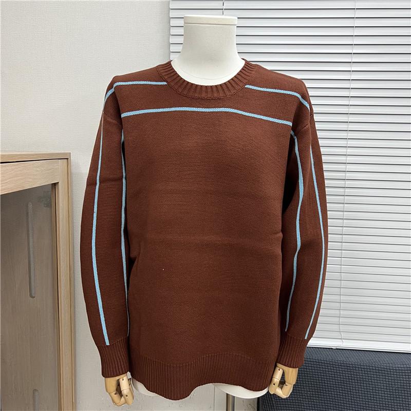 Höst/Vinter Unisex Lös Jacquardtröja med Broderat Bokstavslogotyp och Rund Hals