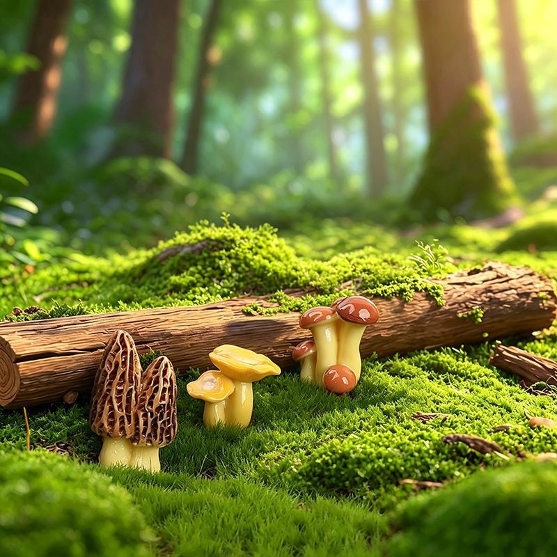 Mini Resin Mushroom Ornaments Micro Landscape Decor Dollhouse Miniature Mushroom Model For Fairy Moss Garden Diy Bonsai Decor