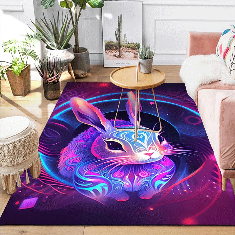 1pc Fantasy rabbit Design Area Rug - Soft, Anti-Slip, and Durable Gaming Room Decor for Bedroom